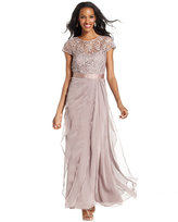 Thumbnail for your product : Adrianna Papell Petite Cap-Sleeve Lace Tiered Gown