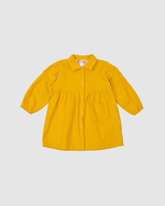 Goldie + Ace - Girl's Yellow Long Sleeve Dresses - Petite Cord Dress - Kids - Size 5 YRS at The Iconic