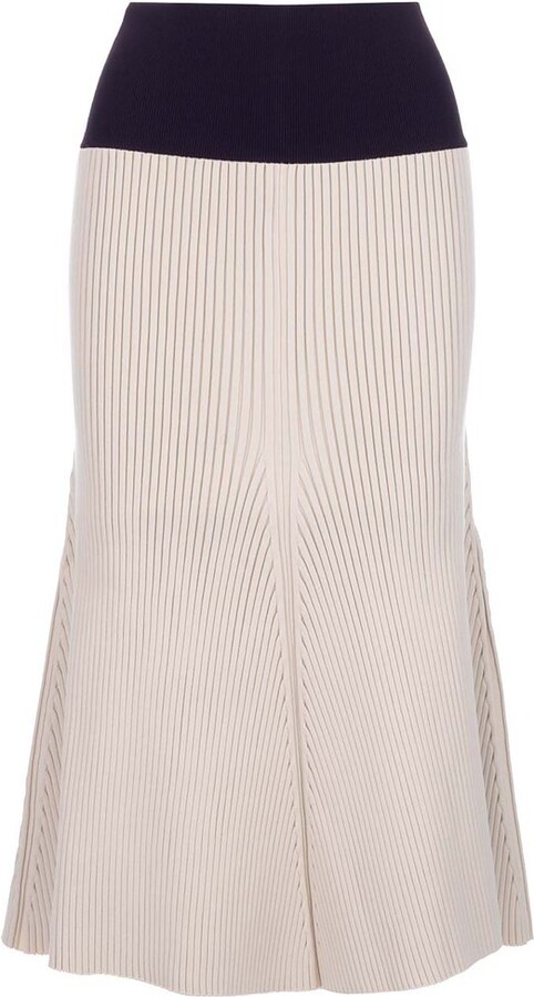 Tory Burch Ribbed Flared Midi Skirt