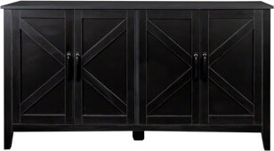 Latitude Run Freestanding Cabinet with 4 Doors & 4 Open Shelves – Sideboard Storage Cabinet for Entryway Living Room Office & Bedroom