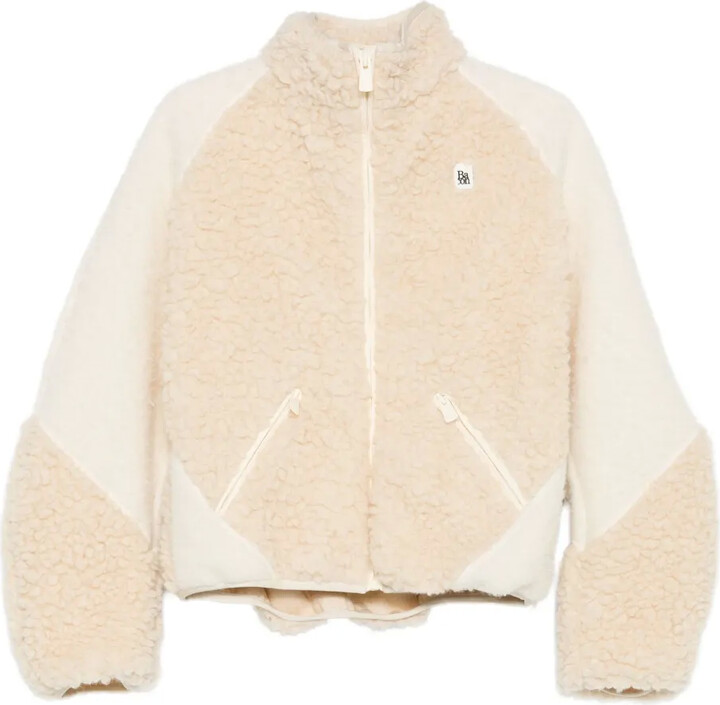 Bacon Logo-Patch Faux Fur Coat