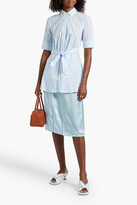 Thumbnail for your product : Rosetta Getty Belted striped cotton-poplin shirt
