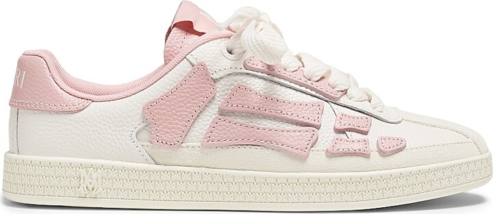 Amiri Women's Pacific Bones Leather Low-Top Sneakers - Vintage Pink - Size 11