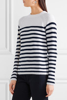 Thumbnail for your product : Joseph Bow-detailed Striped Cashmere Sweater - White