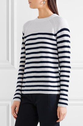 Joseph Bow-detailed Striped Cashmere Sweater - White