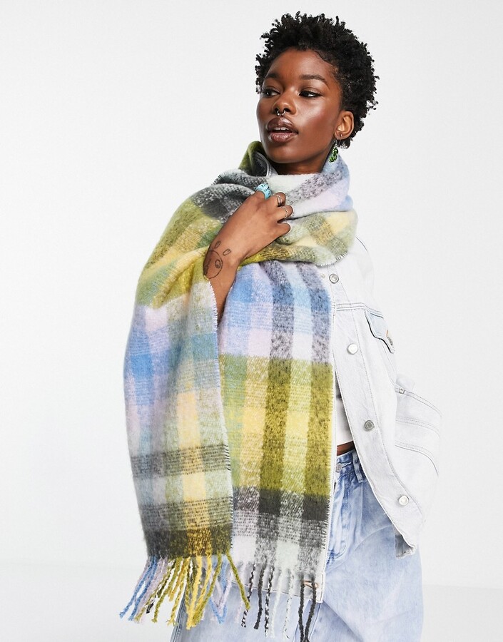 Topshop Rebel Brushed Check Scarf in multi - ShopStyle Scarves & Wraps