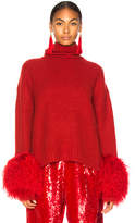 Thumbnail for your product : Sally LaPointe Cashmere Turtleneck Sweater With Lamb Shearling in Deep Red | FWRD