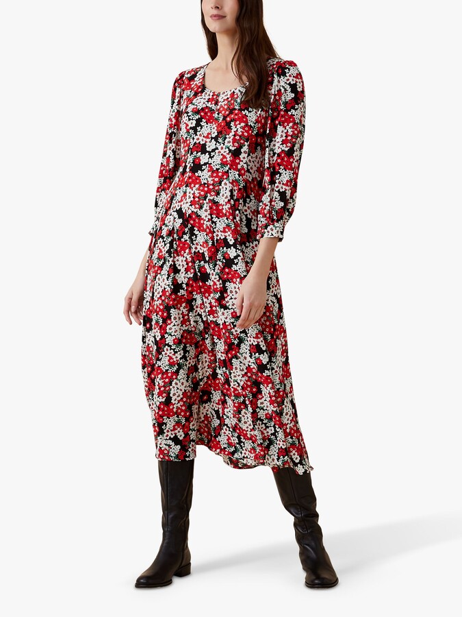 Finery Millie Ditsy Print Midi Dress, Red - ShopStyle