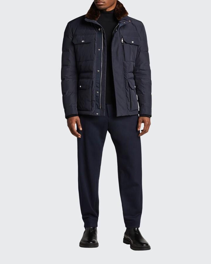 Moncler Men's 4-Pocket Field Jacket with Fur Collar - ShopStyle Outerwear