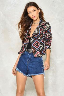 Nasty Gal Shoot Me a Textile Tapestry Moto Jacket