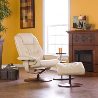 Southern Enterprises Bonded Leather Recliner and Ottoman - Taupe