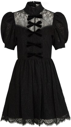 Alice + Olivia Vernita black lace mini dress - ShopStyle