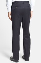 Thumbnail for your product : Berle Self Sizer Waist Flat Front Classic Fit Wool Gabardine Trousers