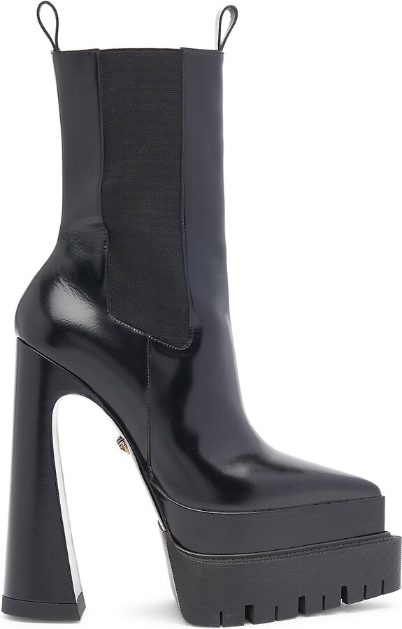 faux leather platform chelsea boots