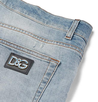 Dolce & Gabbana Slim-Fit Distressed Stretch-Denim Jeans
