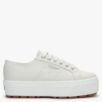 superga 2730 leather flatform trainers in white