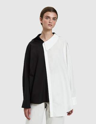 Awake Contrast Asymmetric Shirt in Black/White