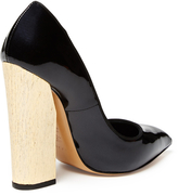 Thumbnail for your product : Casadei Patent Leather & Wood Grain Pointed-Toe Pump