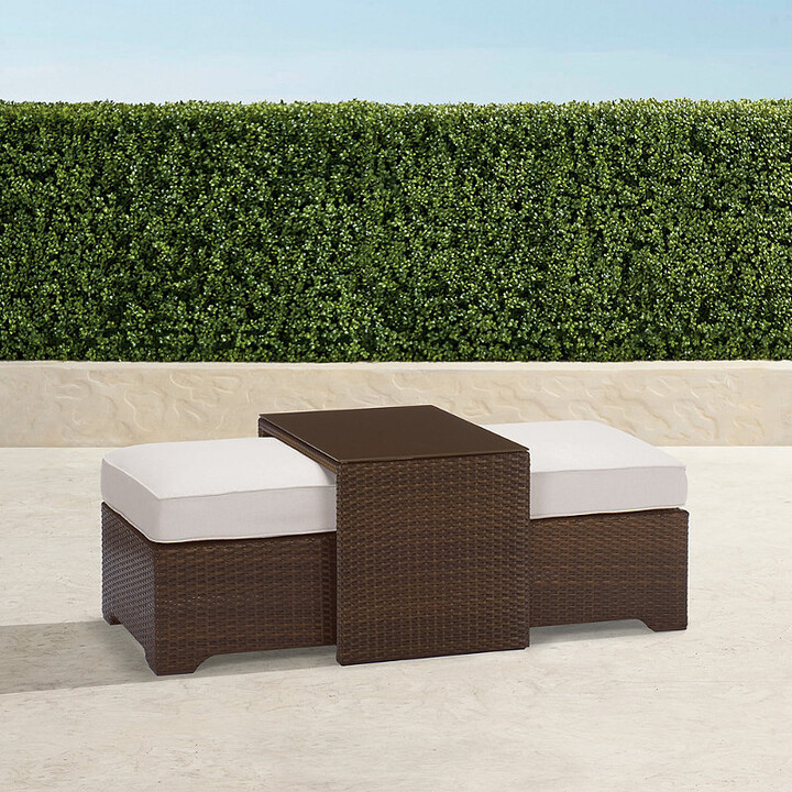 Palermo Coffee Table with Nesting Ottomans in Bronze Wicker