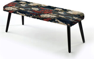 Design Art Eastern Tea Retreat - Japanese Upholstered Black Bench