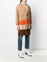 Thumbnail for your product : DSQUARED2 Striped-Logo Single Breasted Cocoon Coat