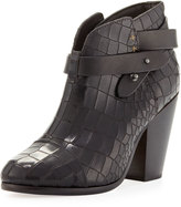 Thumbnail for your product : Rag and Bone 3856 Rag & Bone Harrow Crocodile-Embossed Ankle Boot, Black