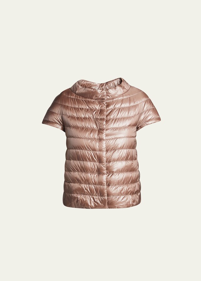 herno short sleeve snap front quilted puffer jacket