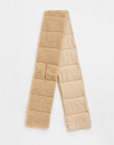 Thumbnail for your product : My Accessories London padded volume scarf in nylon and teddy mix in camel