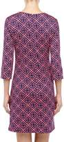 Thumbnail for your product : Julie Brown JB by Maggie Bamboo-Print 3/4-Sleeve Dress, Navy/Pink