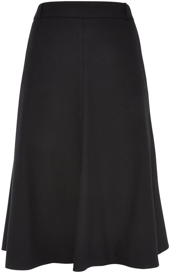 Viyella Petite A-Line Wool Blend Skirt (14) Black - ShopStyle