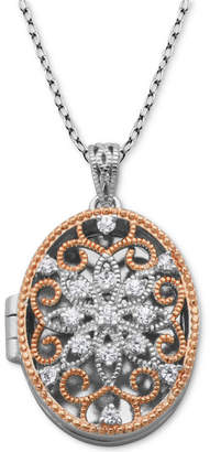 Giani Bernini Cubic Zirconia Oval Filigree Locket 18" Pendant Necklace, Created for Macy's