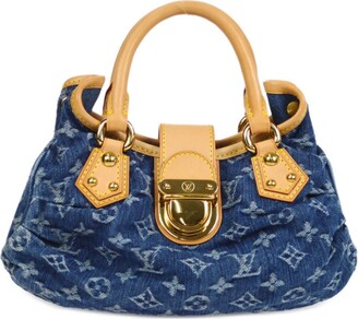 Louis Vuitton Limited Edition Blue Denim Monogram Denim and Alligator  Fermoir GM Bag - Yoogi's Closet