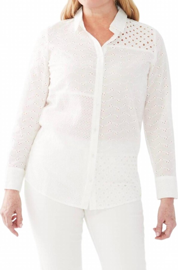 FDJ Patchwork Long Sleeve With Eyelets Tunic In White