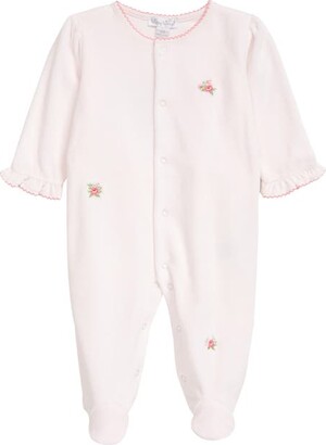 Kissy Kissy Garden Roses Embroidered Velour Footie