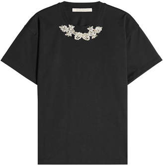 Christopher Kane Cotton T-Shirt with Crystal Embellishment
