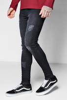 Thumbnail for your product : boohoo Spray On Skinny Black Distressed Jeans