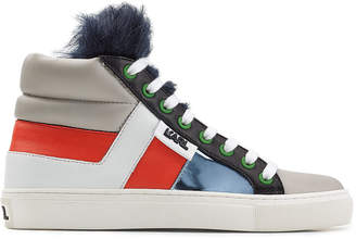 Karl Lagerfeld Paris Leather High Tops with Faux Fur