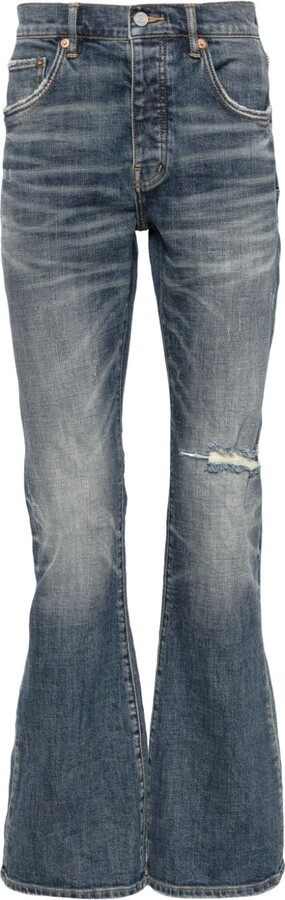 Purple Brand Worn Knee Slit Jeans Mid Indigo - ShopStyle