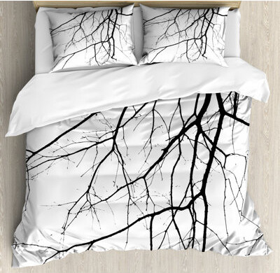Ambesonne White Microfiber Rustic Duvet Cover Set