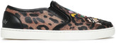Thumbnail for your product : Dolce & Gabbana Appliqued Leopard-print Faux Leather Slip-on Sneakers