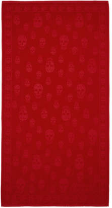 Alexander McQueen Red Skulls Towel