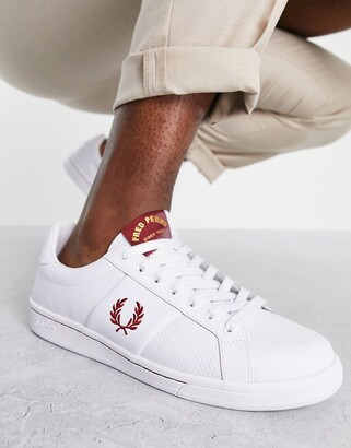 fred perry mens white leather trainers