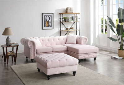 Mercer41 Furniture Sofa Chaise Boxes Upholstered Sofa