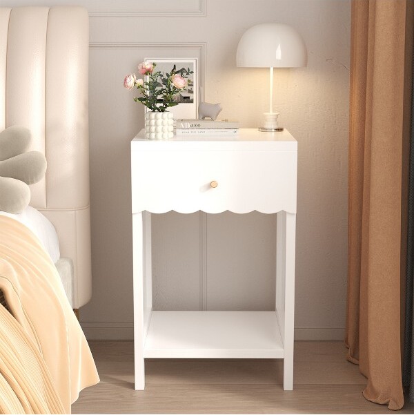 ModernLuxe ModernLuxeKidsNightstandWoodNightstandWhiteEndTableSofaSideTablewithDrawer
