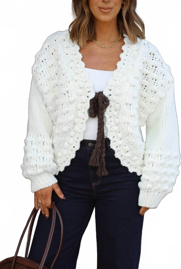 Klesis Winterlight Bow Cardigan In White