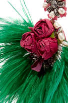 Thumbnail for your product : Ranjana Khan Swan Feather, Mother-of-pearl And Crystal Clip Earrings - Green