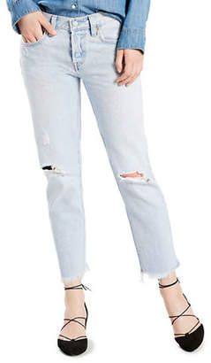 Levi'S 501 Cropped Cotton Taper Jeans