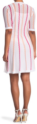 M Missoni Striped Elbow Sleeve Knit Dress