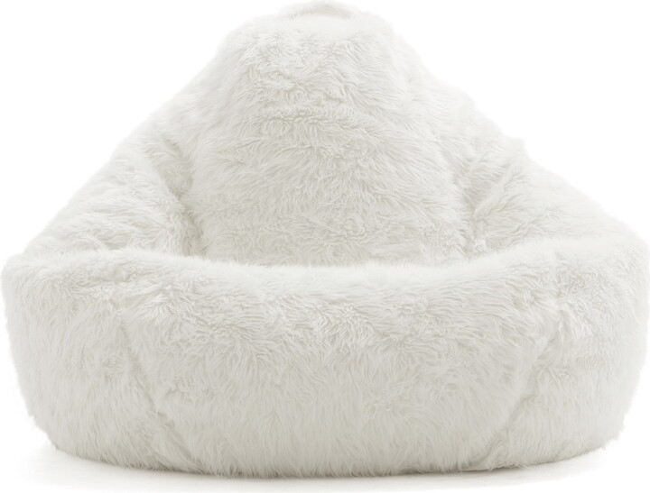 Big Joe Teardrop Bean Bag Chair, Ivory Shag Fur, Soft Faux Fur, 3 feet Big