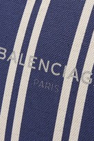 Thumbnail for your product : Balenciaga Leather-trimmed Striped Canvas Pouch - Blue